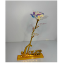 Rosa Galaxia Golden com Suporte Folha na Caixa de Presente