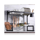 Escorredor De Louça Suspenso Boutique Kitchen Rack Aço Inoxidável Preto 65cm