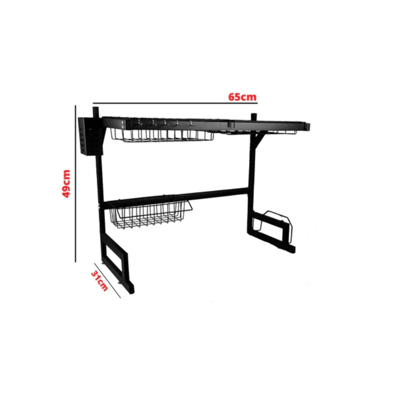 Escorredor De Louça Suspenso Boutique Kitchen Rack Aço Inoxidável Preto 65cm