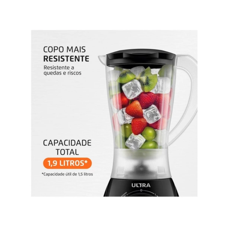 Liquidificador Mondial Ultra Facility Power 550w Preto 2 Velocidades e Função Pulsar