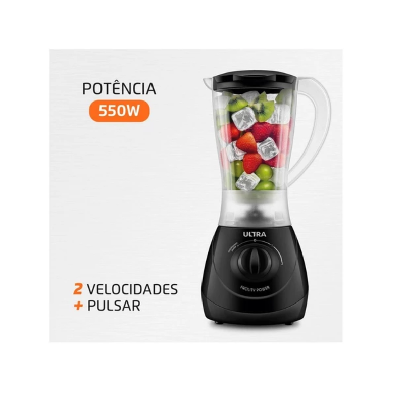 Liquidificador Mondial Ultra Facility Power 550w Preto 2 Velocidades e Função Pulsar