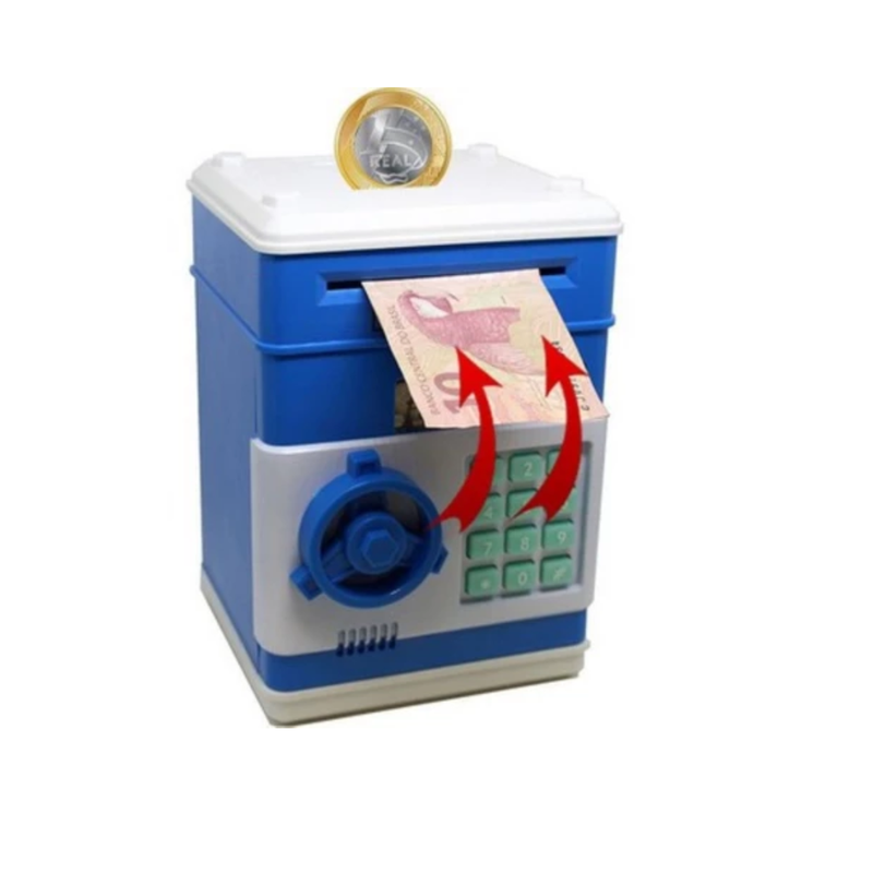 Mini Cofre Eletrônico Digital Puxa Notas Automático Senha 4 Dígitos Dinheiro e Moedas Lorben