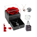 Rosa Eterna Preservada caixa de presente E Eu te amo em 100 idiomas Colar Feminino