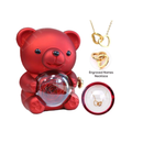 Colar Personalizado + Panda Teddybear + Caixa Giratória Rosa Eterna