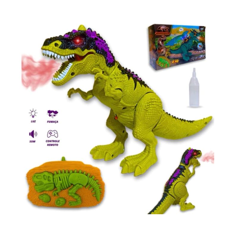 Dinossauro Dino e Anda Com Controle Remoto Luz E Som Presente