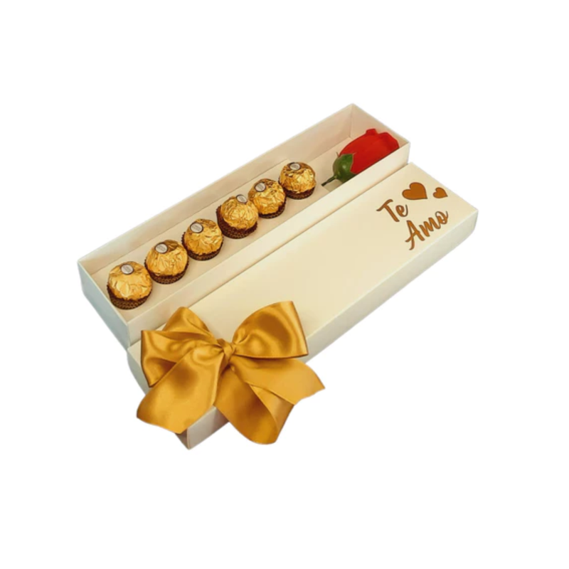 Rosa E Bombons na caixa de Presente