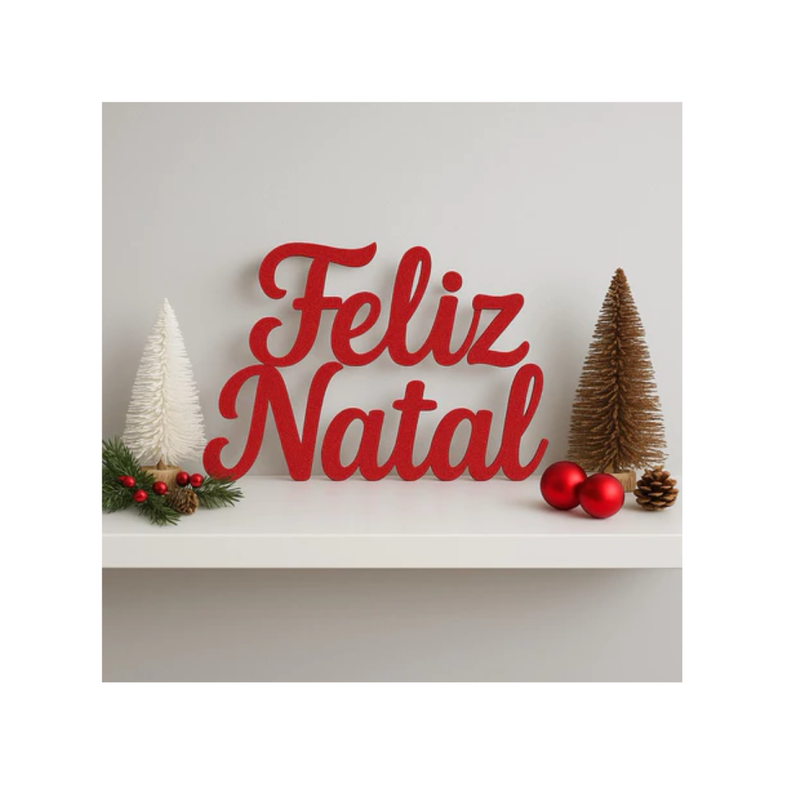 Enfeite “Feliz Natal” 3D – Decoração Natalina