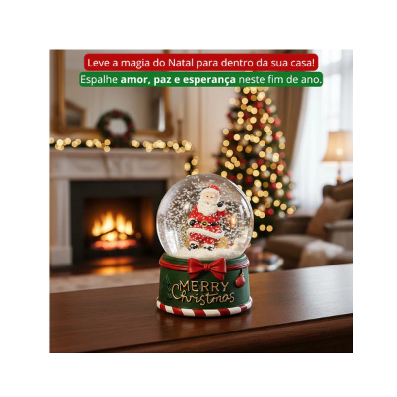 Globo De Neve Natalino com Led e Papai Noel Decorativo