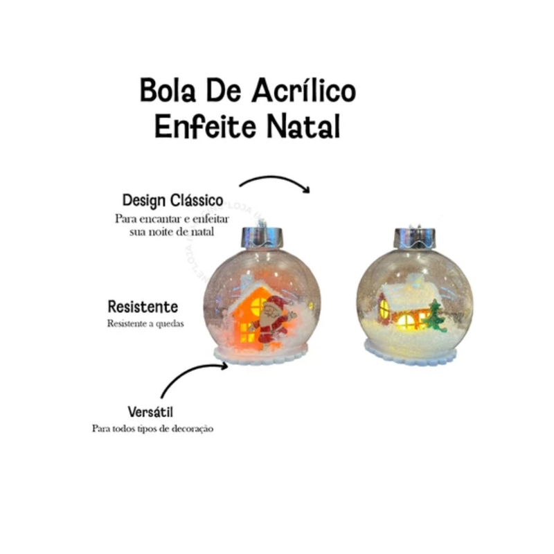 Globo De Neve Acrílico de enfeite de Natal  8CM
