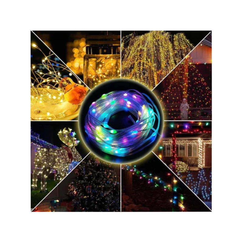 Fita de Led Bivolte Pisca Pisca 20 Metros Com Lâmpadas coloridas RGB Natal