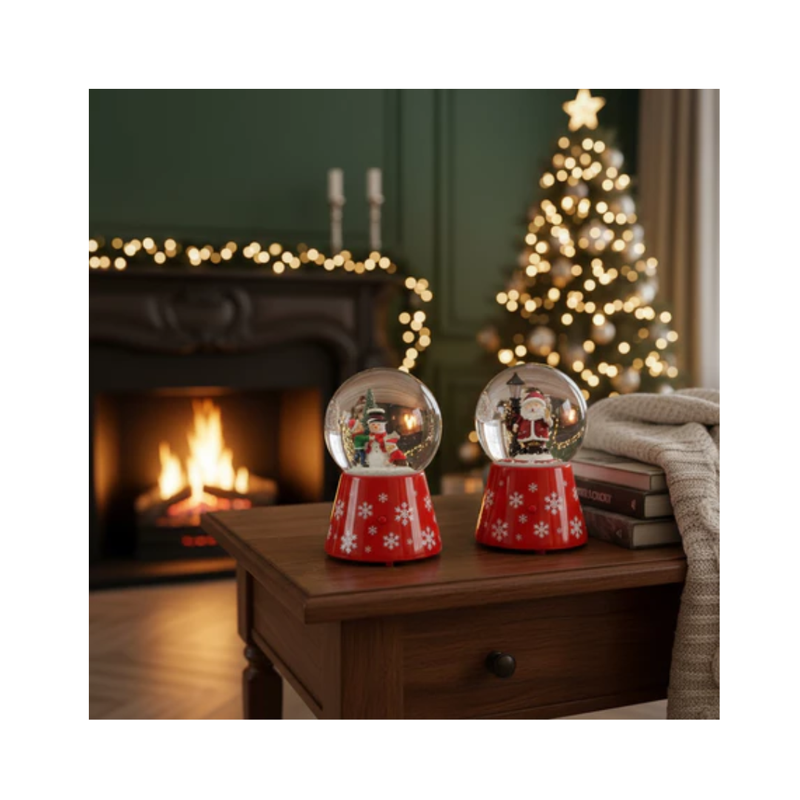 Globo de Neve Natalino 17,5cm com LED e Música