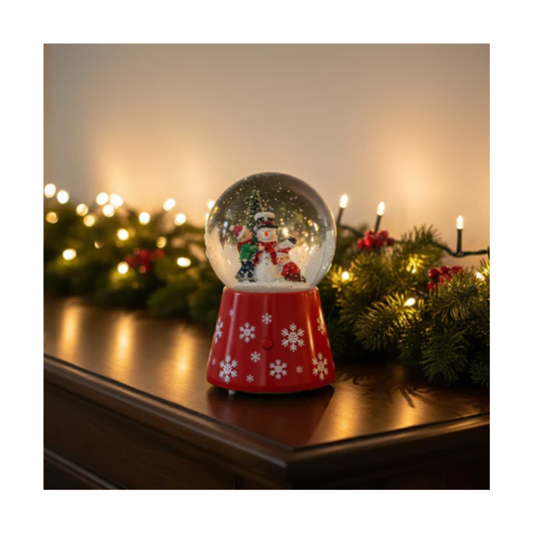 Globo de Neve Natalino 17,5cm com LED e Música