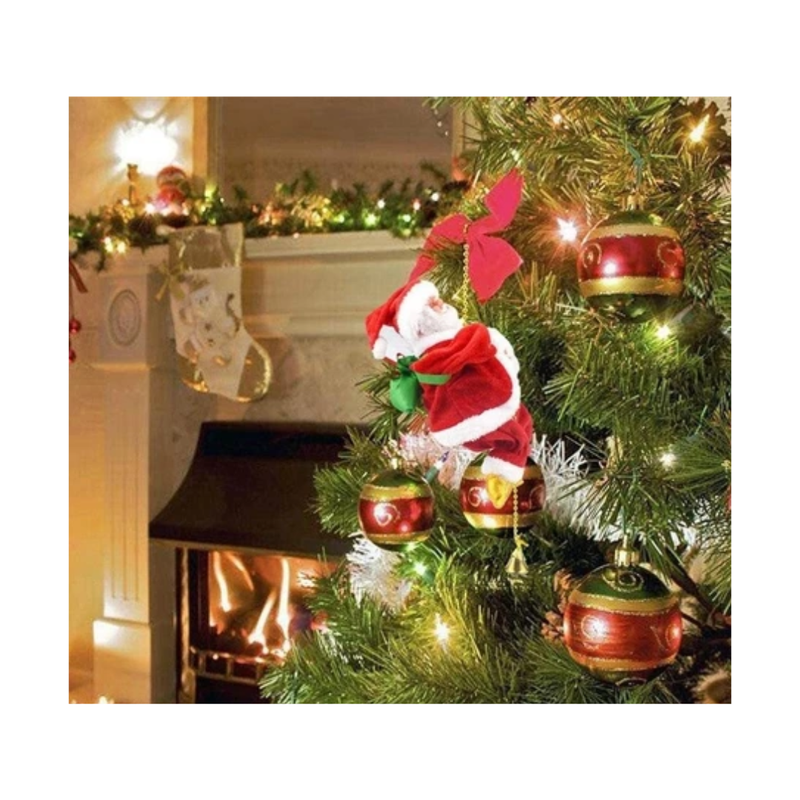 Papai Noel Subindo Na Corda Decoração de Natal Elétrica