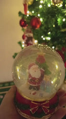 Globo de neve decoração natalina papai Noel caixinha de música enfeite Led